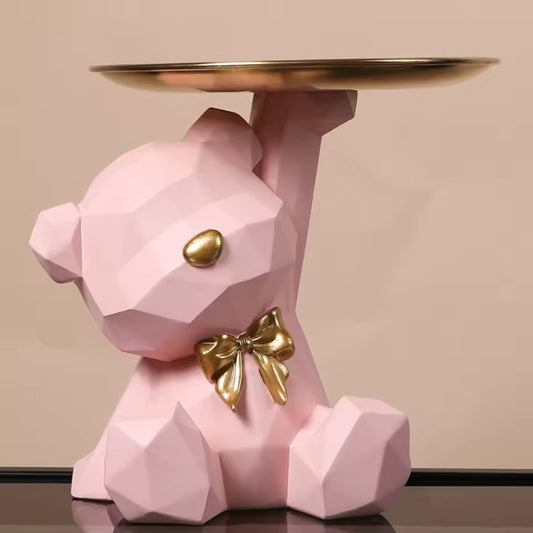 Porte-clés géométrique en forme d'ours, figurine d'entrée, artisanat, décoration de bureau en résine, bonbons, articles divers, fournitures ménagères pour la maison, le salon