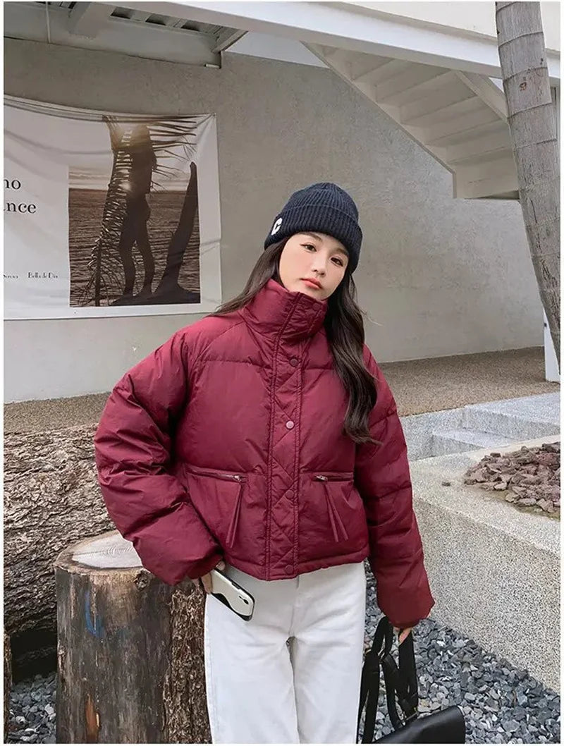 Women’s Lightweight Puffer Jacket – Spring & Autumn Short Bread Coat Down Cotton Parka Outerwear