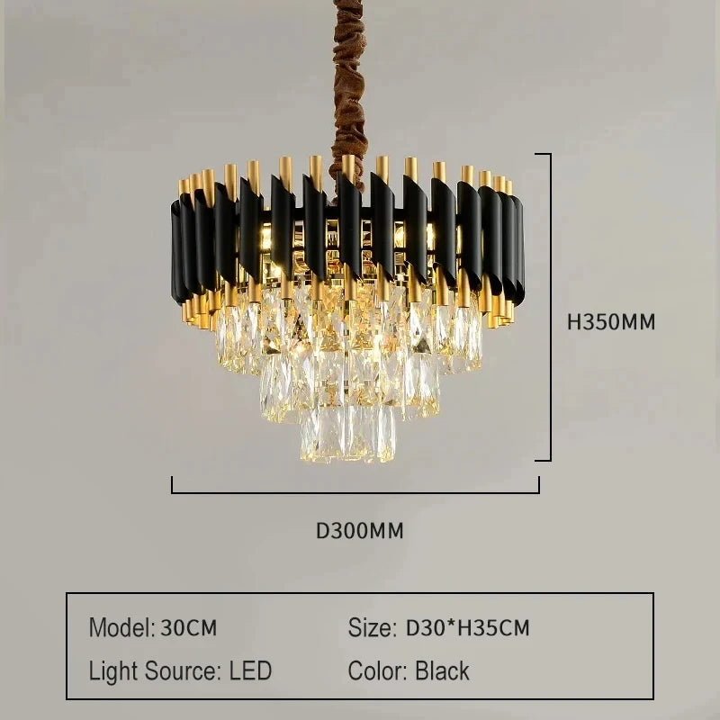 Creative Luxury Crystal Chandelier Rectangular Restaurant Pendant Lights Modern LED Living Room Lamp Lustre Home Elegant Fixture