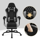 WOLTU Massage Gaming Chair Ergonomic Swivel Computer Gamer Office Chair with Pillow Footrest Adjustable Headrest Lumbar Support