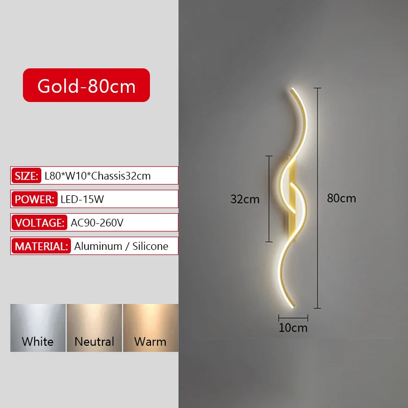 Modern Long Strip LED Wall Lamp – Remote Control Dimmable Wall Light for Living Room, Bedroom, Bedside & Home Interior Decoration