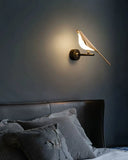 Nordic Touch Switch LED Wall Lamps for Bedside TV Background Gold Silver Magpie Bird  LED Wall Lights Wall Sconce for Corridor