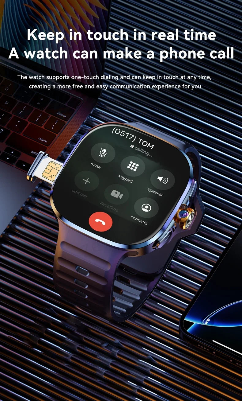 Original M99 5G Android Smartwatch – 2.4” AMOLED Display, 4G/5G SIM Card Support, GPS WiFi, 190° Rotating Camera, Android 10 Smart Watch with Game & Fitness Features