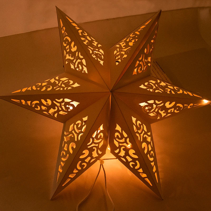 Hollow Star Pack of 4 Hanging Pendant Light Eid Mubarak Ramadan Kareem Decoration 2025 paper Lantern Islamic Muslim Party