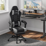 WOLTU Massage Gaming Chair Ergonomic Swivel Computer Gamer Office Chair with Pillow Footrest Adjustable Headrest Lumbar Support