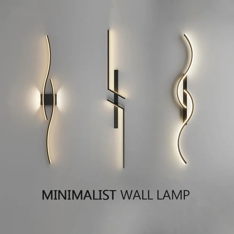 Modern Long Strip LED Wall Lamp – Remote Control Dimmable Wall Light for Living Room, Bedroom, Bedside & Home Interior Decoration