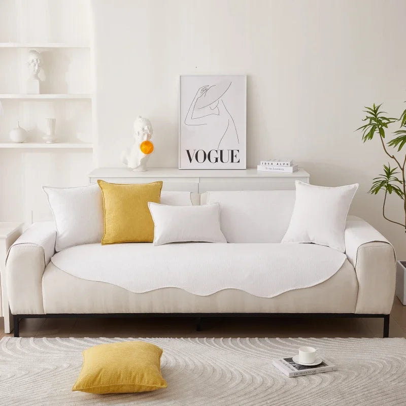 Chenille Non-slip Sofa Cushion Solid Color Sofa Cover Four Seasons Universal for Living Room Sofas 1PC All-Inclusive Towel 소파 쿠션