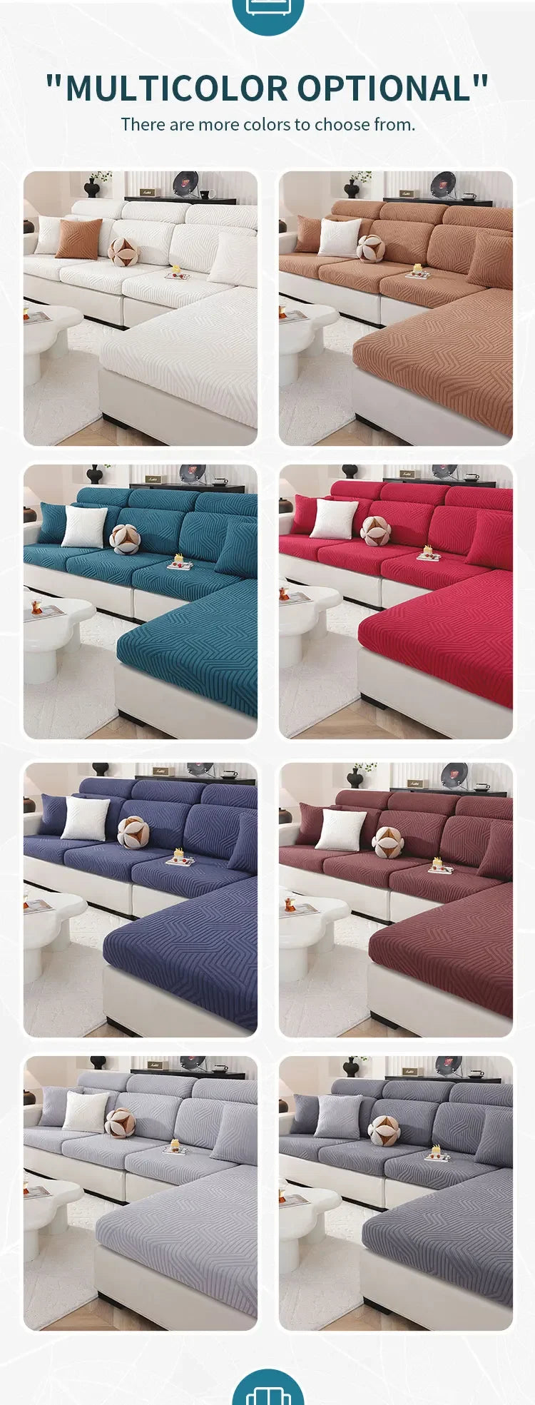 Thick Jacquard Sofa Cushion Cover Removable Machine Washable Furniture Protector Stretchable Office Living Room Home Decoration