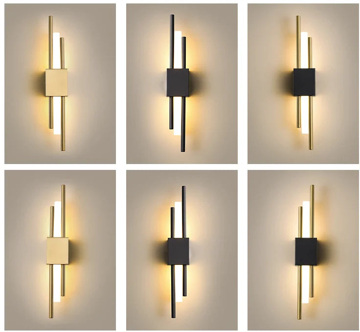 LED Bedroom Wall Lamp Wall Sconces Copper Line Pipe Acrylic Lampshade Indoor Lighting for Living Room Corridor Light Fixture