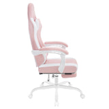 WOLTU Massage Gaming Chair Ergonomic Swivel Computer Gamer Office Chair with Pillow Footrest Adjustable Headrest Lumbar Support