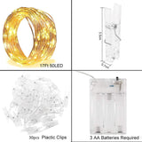 1pc Photo Clip Light String 2/5/10m 20/50/100led 10/30/50Clip Fairy Lights Fairy Lights Bedroom Wall Copper Wire Light String