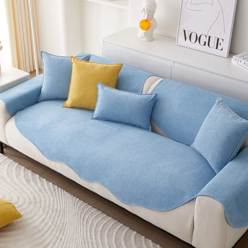Chenille Non-slip Sofa Cushion Solid Color Sofa Cover Four Seasons Universal for Living Room Sofas 1PC All-Inclusive Towel 소파 쿠션