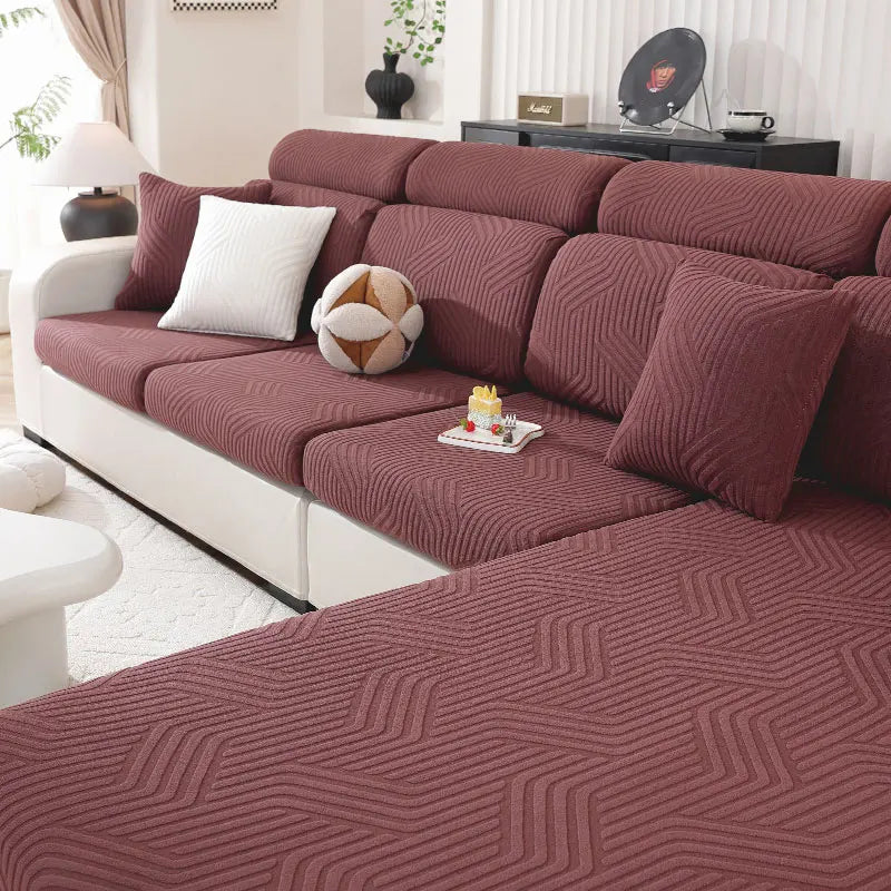 Thick Jacquard Sofa Cushion Cover Removable Machine Washable Furniture Protector Stretchable Office Living Room Home Decoration