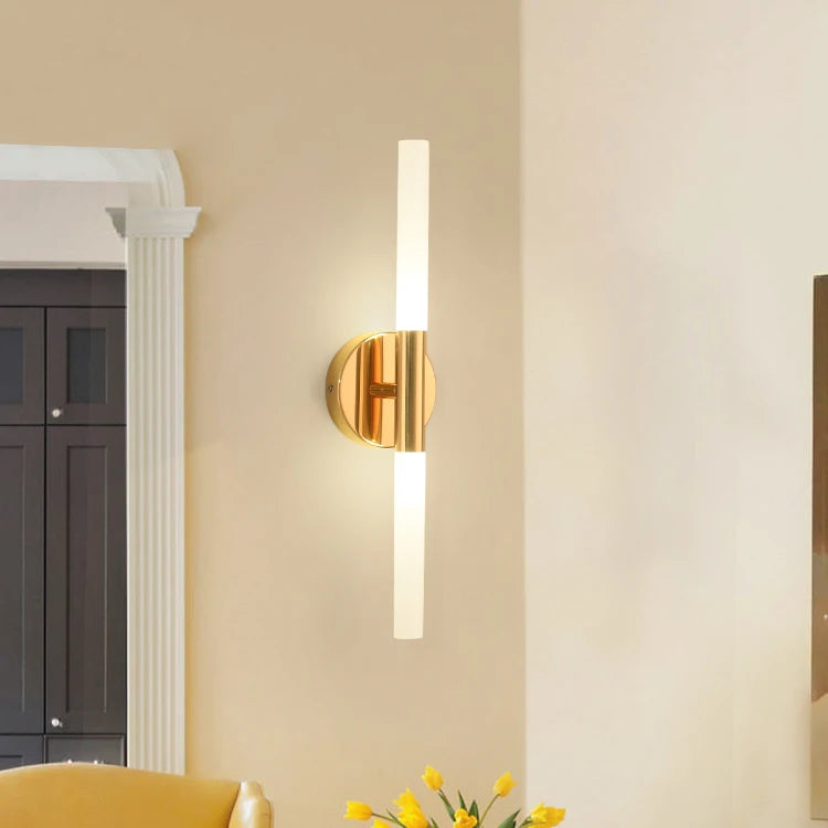 LED Bedroom Wall Lamp Wall Sconces Copper Line Pipe Acrylic Lampshade Indoor Lighting for Living Room Corridor Light Fixture