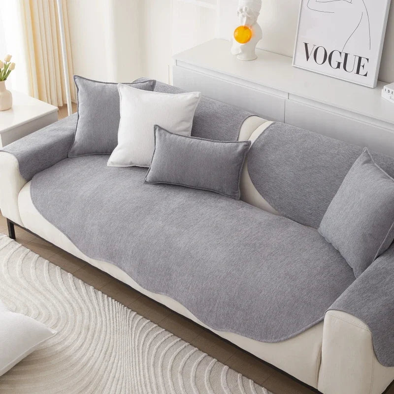 Chenille Non-slip Sofa Cushion Solid Color Sofa Cover Four Seasons Universal for Living Room Sofas 1PC All-Inclusive Towel 소파 쿠션