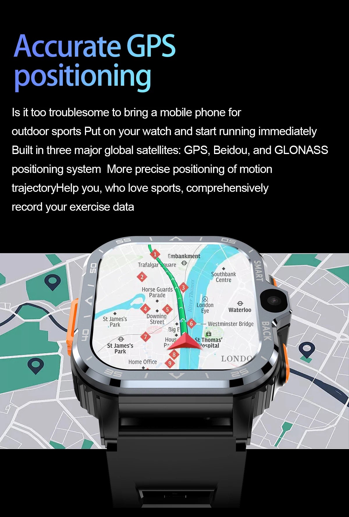 Valdus PGD Android Smart Watch for Men – 4G SIM GPS Smartwatch with Dual HD Cameras, 16GB/64GB Storage, NFC, WiFi & Fast Internet Access