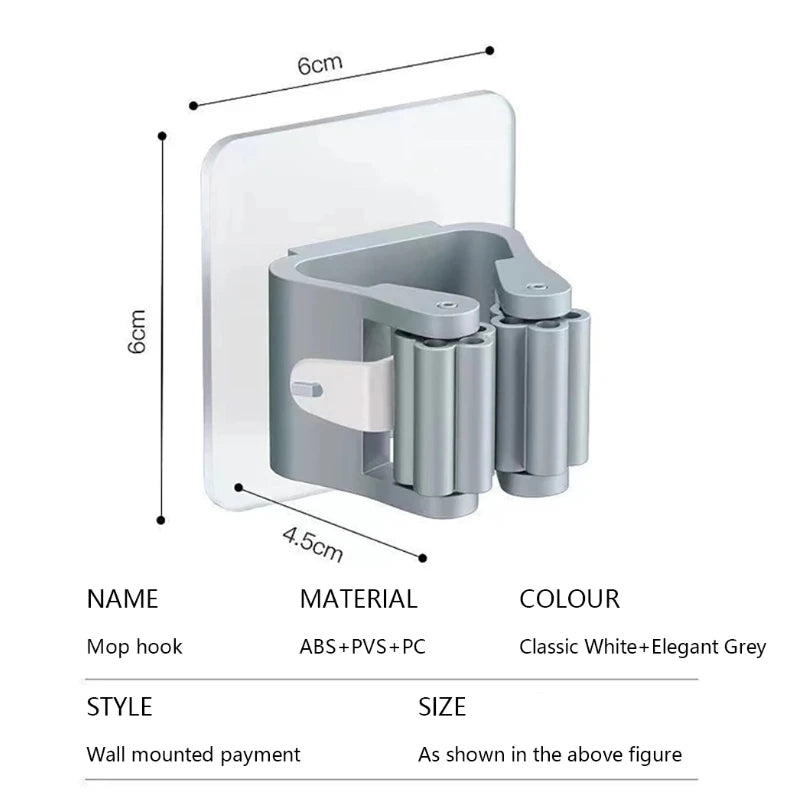 Multi-Purpose Hooks Adhesive Wall Hanging Mop Rack Broom Hanger Hook Kitchen Bathroom Organization Home Organizer Accessories