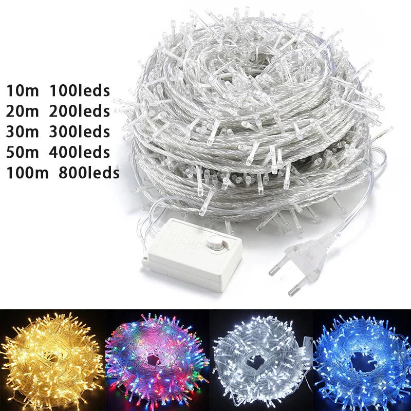 LED Garland String Lights 10M–100M – Waterproof Fairy Lights for Christmas Tree, Wedding, Party, Home & Outdoor Decoration (220V EU Plug)