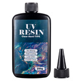 100g/250g Clear UV Resin Hard Type – One-Minute Fast Curing Epoxy Resin Glue for Casting Molds, Jewelry, Coating & DIY Crafts (UV/Solar Cure)