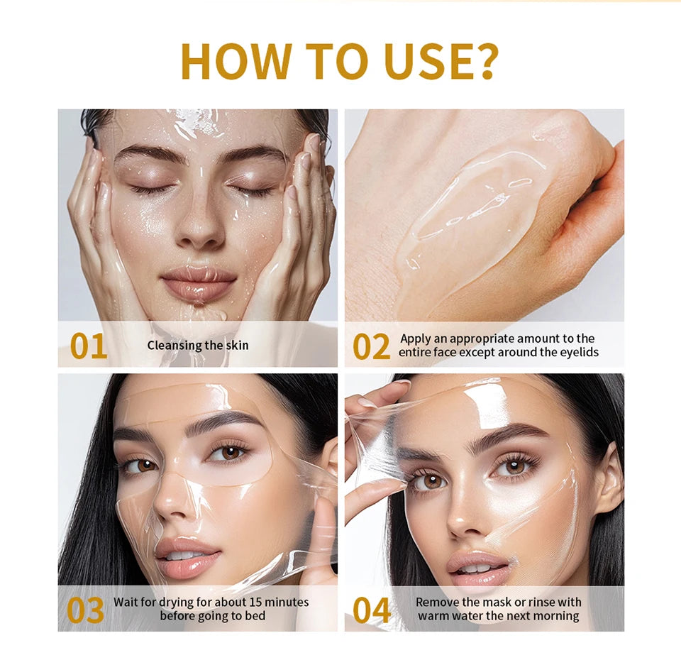 Kojic Acid Turmeric Overnight Wrapping Peel Off Mask Nourishes Hydrolyzed Collagen Glowing Skin Skin Firmnes Korean Skincare