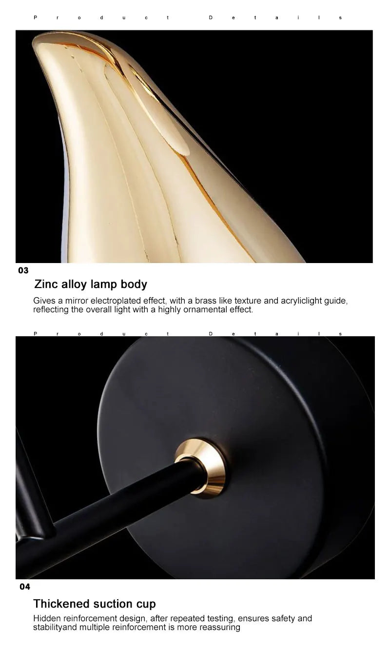 Nordic Touch Switch LED Wall Lamps for Bedside TV Background Gold Silver Magpie Bird  LED Wall Lights Wall Sconce for Corridor