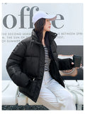 Women’s Short Standing Collar Puffer Jacket – Winter Warm Cotton-Padded Down Coat Fashion Bakery Parka Outerwear