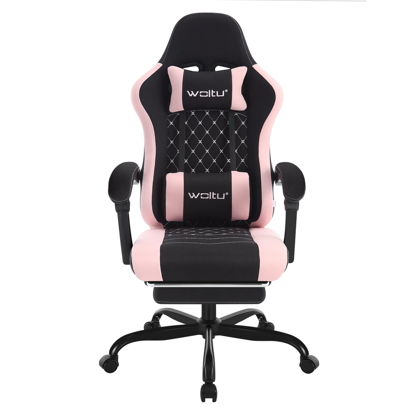 WOLTU Massage Gaming Chair Ergonomic Swivel Computer Gamer Office Chair with Pillow Footrest Adjustable Headrest Lumbar Support