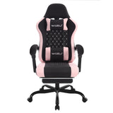 WOLTU Massage Gaming Chair Ergonomic Swivel Computer Gamer Office Chair with Pillow Footrest Adjustable Headrest Lumbar Support