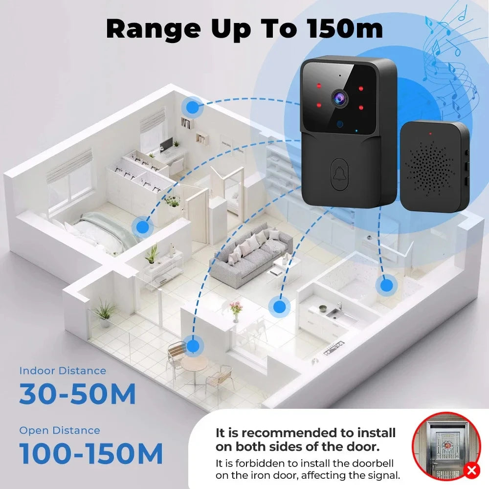 Tuya Smart WiFi Video Doorbell with Camera – Wireless HD Outdoor Security Door Bell, Motion Detection, IR Night Vision, Two-Way Audio & App Control (Works with Alexa & Google Home)