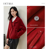 SENTUBILA 100% Wool Coat For Women Winter Jackets 2025 Stand Turtleneck Double Sided Short Outerwears Female Clothes