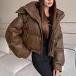 Women’s Winter Hooded Parka – Solid Color Long Sleeve Loose Fit Zipper Jacket with Pockets, Casual High Street Outerwear