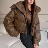 Women’s Winter Hooded Parka – Solid Color Long Sleeve Loose Fit Zipper Jacket with Pockets, Casual High Street Outerwear