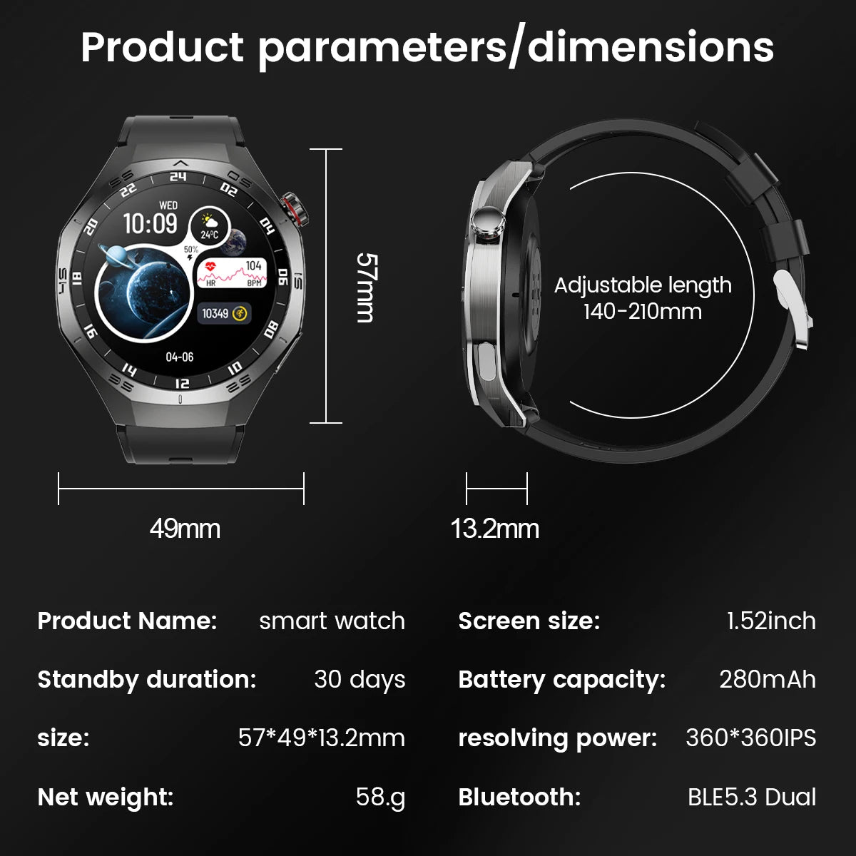 2025 GUHUAVMI GT5 Pro Smart Watch for Men – 1.52” HD AMOLED Display, GPS Motion Tracking, Heart Rate Monitor, Bluetooth Call, IP68 Waterproof Fitness Smartwatch