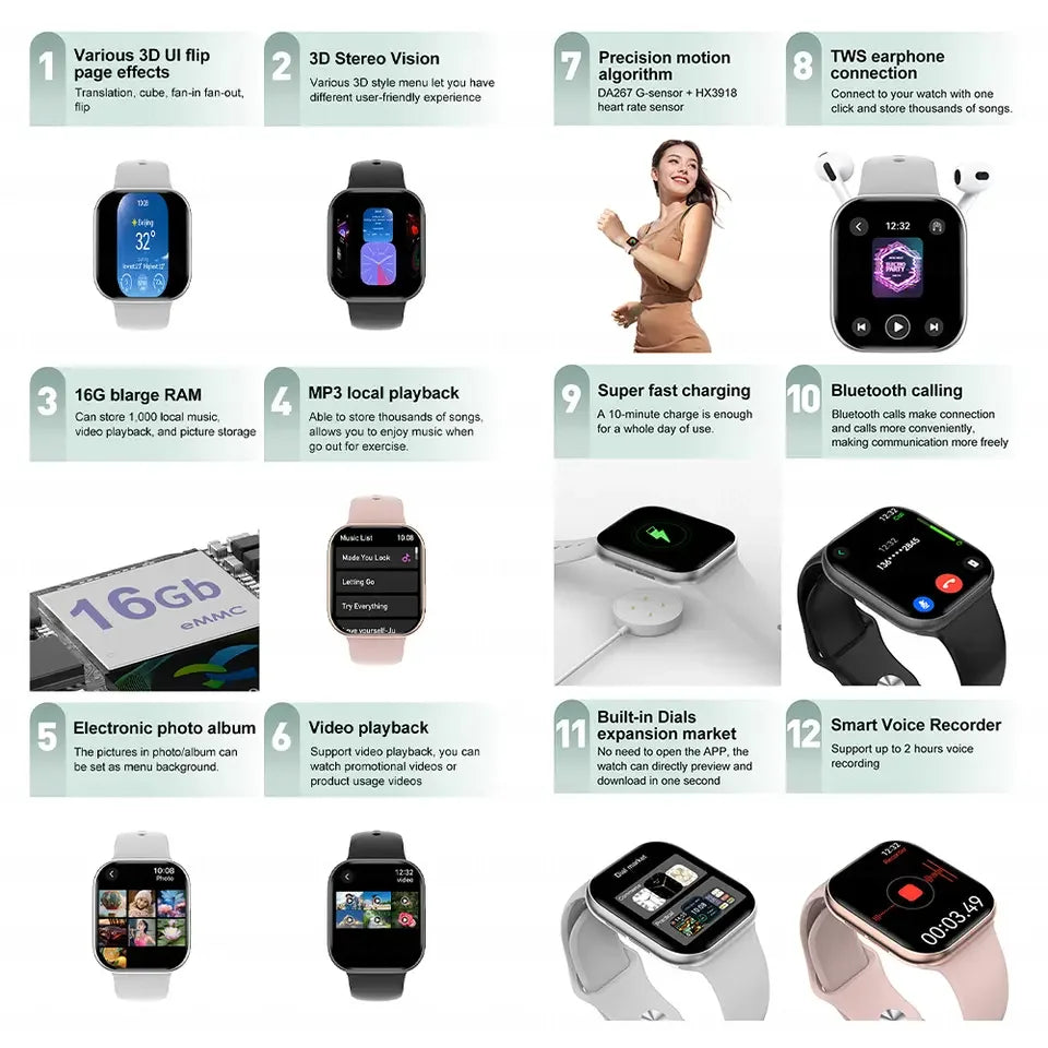 2025 Series 10 GPS Smart Watch – Bluetooth Call, Music & Video Playback, NFC, Waterproof Fitness Smartwatch Compatible with Android & iOS (Apple Watch 10 Style)