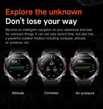 2025 Outdoor Military Smart Watch – Built-in GPS, Compass, Altimeter, Barometer, 3ATM Waterproof Rugged AMOLED Smartwatch with Bluetooth Call