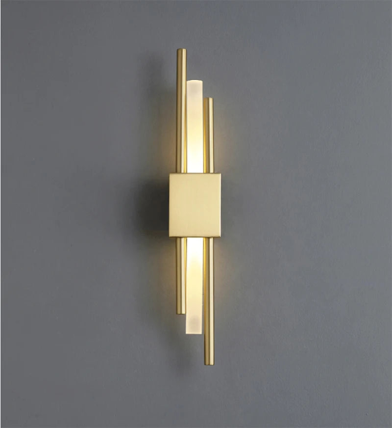 LED Bedroom Wall Lamp Wall Sconces Copper Line Pipe Acrylic Lampshade Indoor Lighting for Living Room Corridor Light Fixture