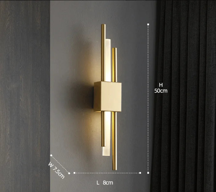 LED Bedroom Wall Lamp Wall Sconces Copper Line Pipe Acrylic Lampshade Indoor Lighting for Living Room Corridor Light Fixture
