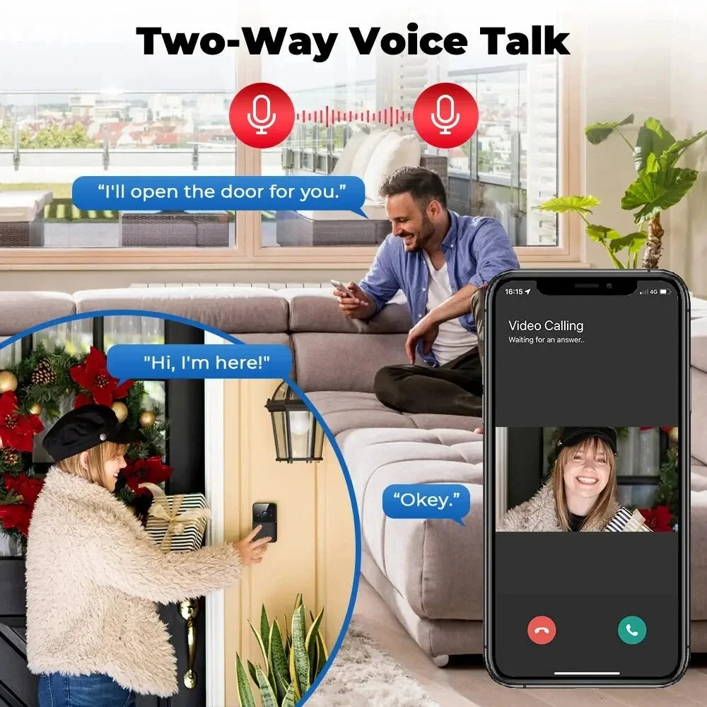 Tuya Smart WiFi Video Doorbell with Camera – Wireless HD Outdoor Security Door Bell, Motion Detection, IR Night Vision, Two-Way Audio & App Control (Works with Alexa & Google Home)