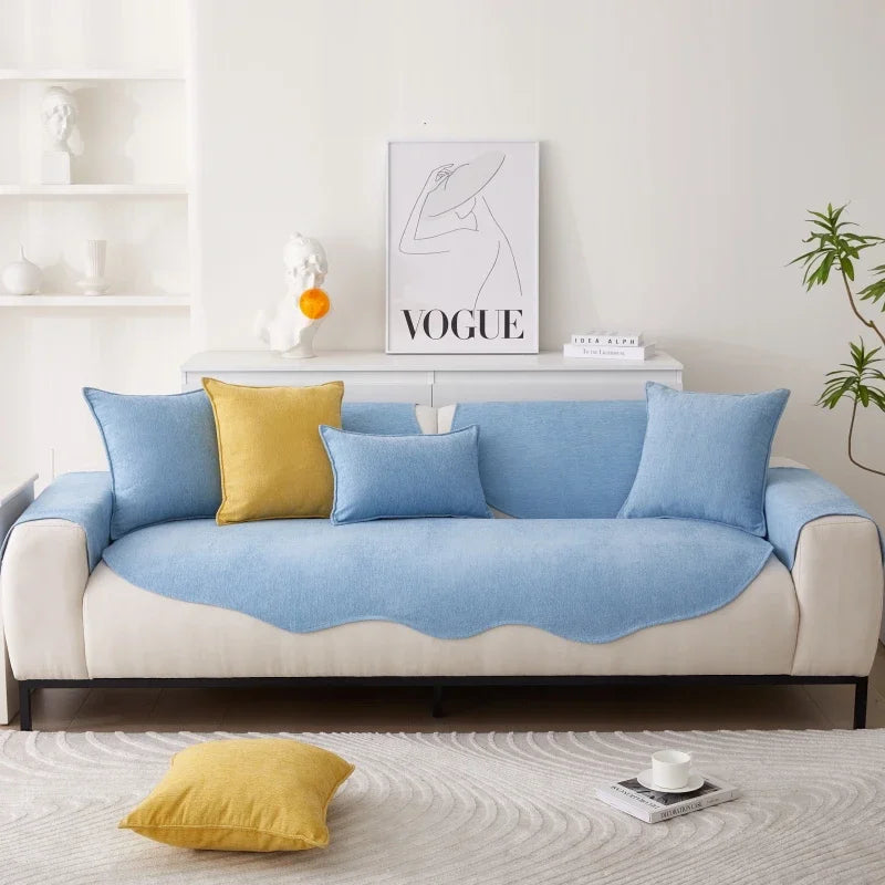 Chenille Non-slip Sofa Cushion Solid Color Sofa Cover Four Seasons Universal for Living Room Sofas 1PC All-Inclusive Towel 소파 쿠션