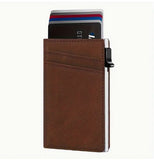 1pc Side Push Pop Up Card Holder, Thin RFID Blocking Card Case, Can Hold 9 Cards