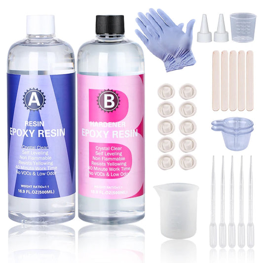 Crystal Clear Epoxy Resin Kit – High Gloss, Bubble-Free Casting & Coating Art Resin for DIY Crafts, Tumblers, Jewelry Making & Wood Projects