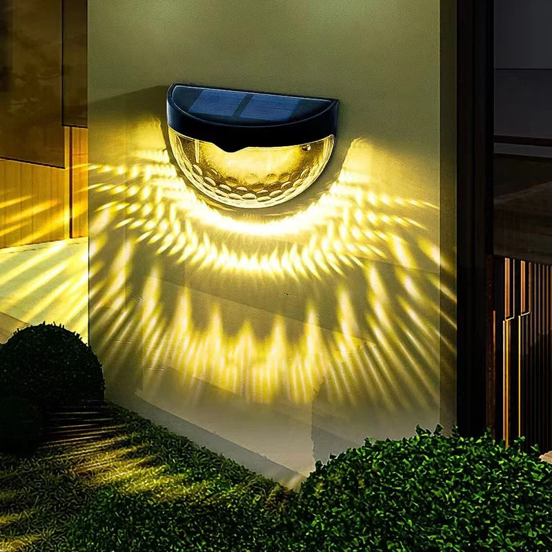2PCS Solar Wall Lamp, 6LEDs Outdoor Waterproof Solar Light Warm White, for Yard, Garage, Garden, Porch, Fence, Driveway, Railing