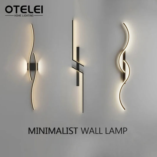 Modern Long Strip LED Wall Lamp – Remote Control Dimmable Wall Light for Living Room, Bedroom, Bedside & Home Interior Decoration