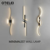 Modern Long Strip LED Wall Lamp – Remote Control Dimmable Wall Light for Living Room, Bedroom, Bedside & Home Interior Decoration