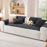 Thicken Plush Sofa Cover Winter Warm Non-slip Straight Couch Cushion Protector Cream Style Couch Slipcovers for Living Room