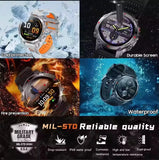 2025 Outdoor Military Smart Watch – Built-in GPS, Compass, Altimeter, Barometer, 3ATM Waterproof Rugged AMOLED Smartwatch with Bluetooth Call