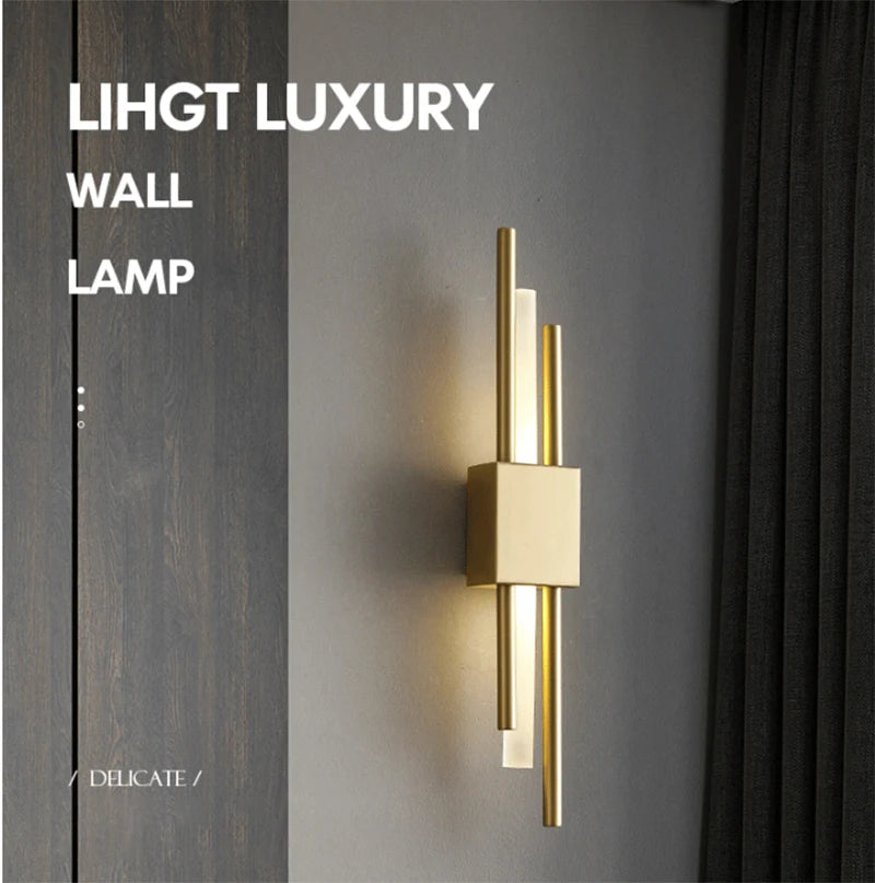 LED Bedroom Wall Lamp Wall Sconces Copper Line Pipe Acrylic Lampshade Indoor Lighting for Living Room Corridor Light Fixture