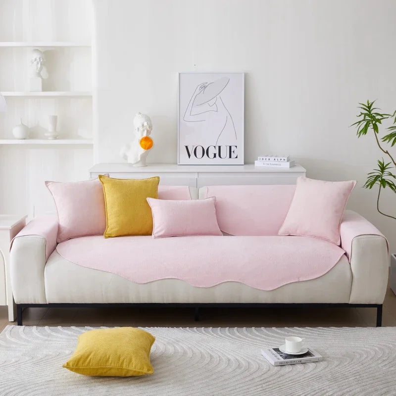 Chenille Non-slip Sofa Cushion Solid Color Sofa Cover Four Seasons Universal for Living Room Sofas 1PC All-Inclusive Towel 소파 쿠션