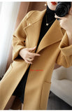 100% Pure Wool Double-Sided Cashmere Coat Women Winter New Mid-Length Loose Fashion Pockets Woolen Jacket Female Overcoat B551