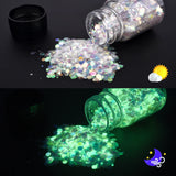 Luminous Glow-in-the-Dark Sequins – Hexagon Epoxy Resin Glitter Pigment for DIY Jewelry, Nail Art, and Silicone Mold Crafts